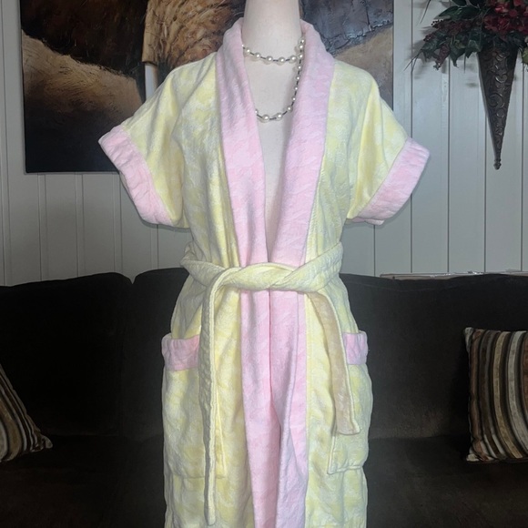 Fernando Squette • Vintage • Beach Bathrobe • Yellow/ Pink • Size Small (P) - Picture 4 of 12